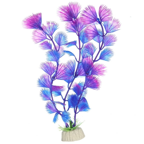 Unique Bargains 1 Pcs Fish Tank Aquarium Decorations Artificial Plants Plastic Artificial Water Plants Purple 19.5cm