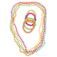thumbnail image 1 of KAKOWELY Collar y pulsera de cuentas de neón de 16 piezas, cadena de bolas con cuentas, accesorios para disfraces de fiesta (8 collares y 8 pulseras), 1 of 5