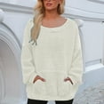 thumbnail image 4 of Fuzzy Sweatshirts for Women 2025 Fall Winter Long Sleeve Scoop Neck Plush Sweatshirt with Pockets Pullover Tops, 4 of 5