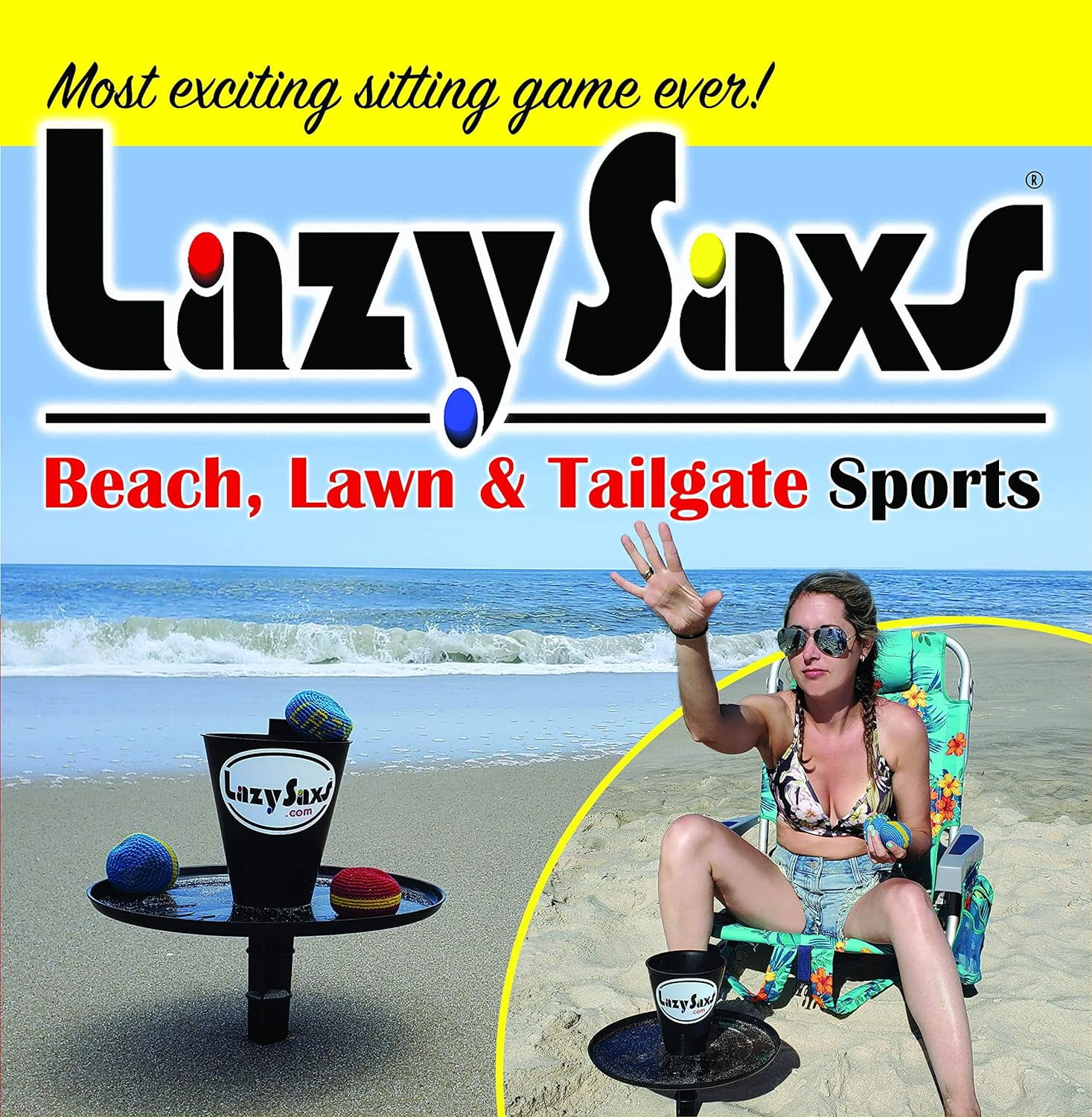 LazySaxs Sitting Game for The Beach, Tai ate, Camping, Park, Backyard, Indoors & Outdoors - Toss Game - Beach Game