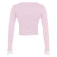 thumbnail image 6 of Women's Long Sleeve T Shirt Spliced Lace Neck Crop Design for Everyday Wear, 6 of 7