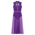thumbnail image 5 of Leotardo de danza moderna sin mangas con falda de Panel de malla transparente para mujer, gimnasia, Ballet, patinaje artístico lírico, traje de baile, 5 of 5