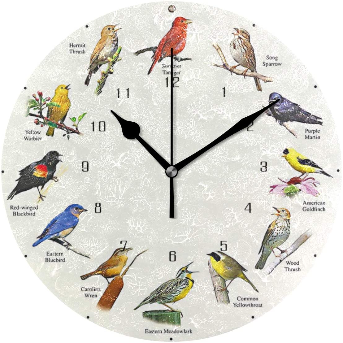 Home Decor Art D Singing Bird Wall Clock Round Style,Silent Non Ticking Wall Clock, Battery