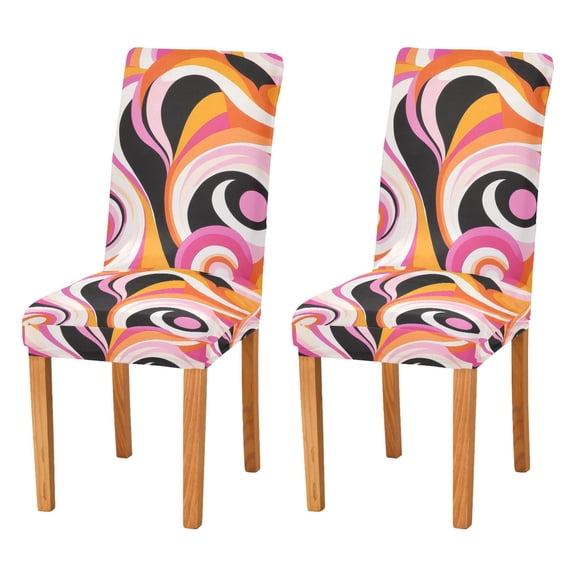 Yayeee 2 Pack Dining Chair Covers Stretch Parson Chairs Slipcovers Seat Protector, Swirling Circles