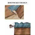 thumbnail image 6 of Farmhouse Navy Blue Brown Bathroom Window Curtain, Vintage Wooden Striped Light Filtering Coffee Kitchen Curtains, Bedroom Living Room Curtains 2 Panel 84"x54", 6 of 6