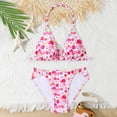 thumbnail image 2 of Sopiago Girl's Two-Piece Swimwear Halter Swimsuits Triangle Wireless Bikini Set Flower Bathing Suit Pink,10-11 Years, 2 of 7