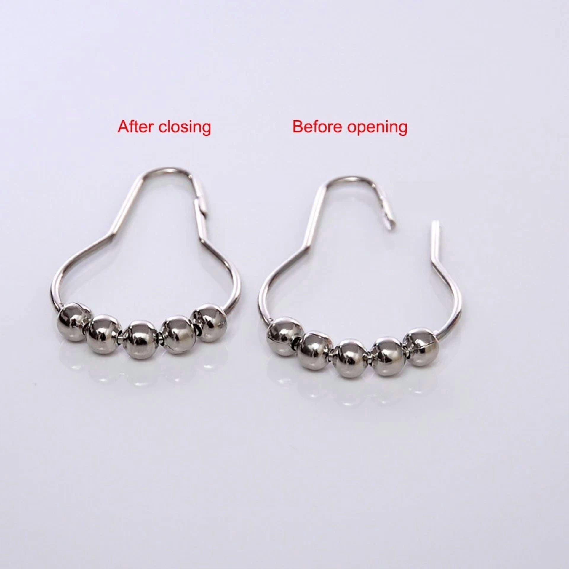 12 Pack Metal Shower Curtain Hooks Rings Double Glide Roller Set For Bathroom Us