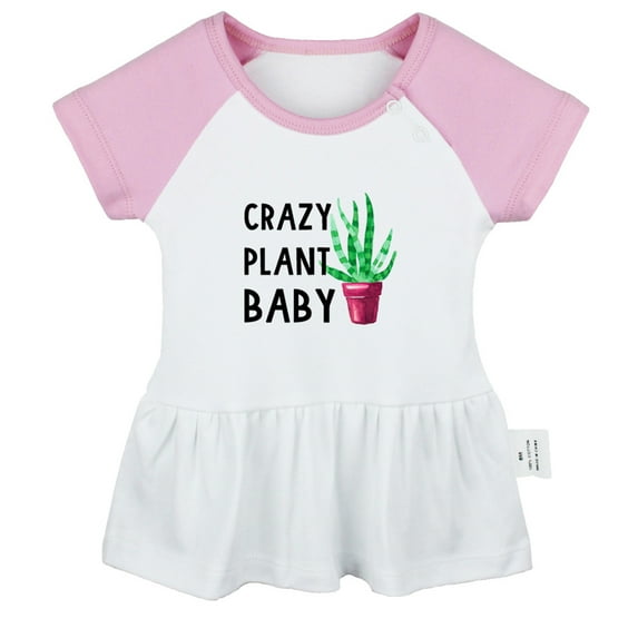 Crazy Plant Baby Funny Dresses For Baby, Newborn Babies Skirts, Infant Princess Dress, 0-24M Kids Graphic Clothes (Pink Raglan Dresses, 0-6 Months)