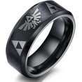 thumbnail image 1 of Anillo UBIUO de la Trifuerza de The Legend of Zelda de 8 mm, correa de acero inoxidable con acabado mate., 1 of 5