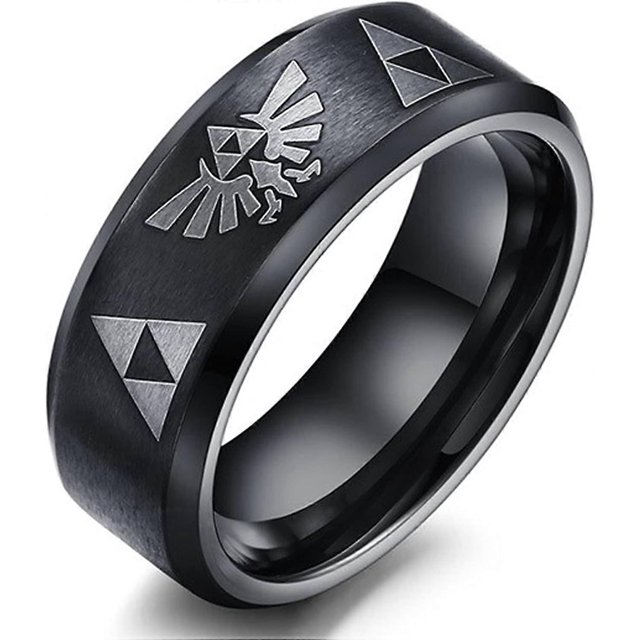 Anillo UBIUO de la Trifuerza de The Legend of Zelda de 8 mm, correa de acero inoxidable con acabado mate.