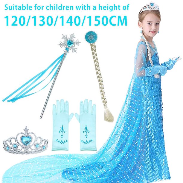 Reina De La Nieve Princesa Elsa Disfraces Niñas Congeladas Elsa Cosplay Vestido De Cumpleaños Para Niña Pequeña Con Corona Sombreros Guantes Accesorios Fiesta De Halloween Niños Princesa Vestir Muyoka Hogar