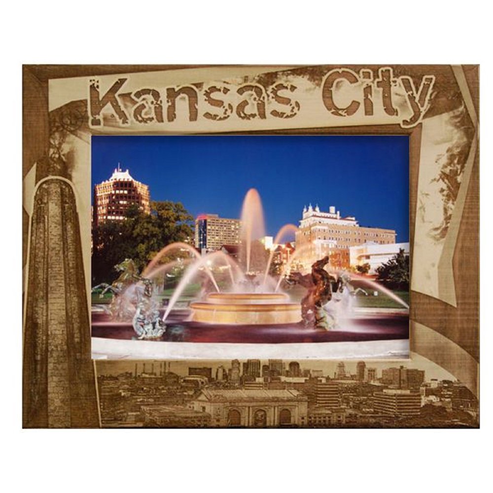 Kansas City Border Style Laser Engraved Wood Picture Frame (5 x 7