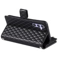 thumbnail image 3 of SaniMore for Samsung Galaxy A13 PU Leather Case, 3D Lattice Pattern for Girls Card Slots Zipper Purse Glitter Magnetic Clasp Flip Kicstand [Hand Rope] Full Protection Shockproof, Black, 3 of 16