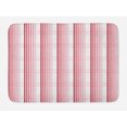 thumbnail image 1 of Geometric Bath Mat, Pale to Dark Repetitive Vertical Pinky Stripes and Horizontal Lines on Back, Plush Bathroom Decor Mat with Non Slip Backing, 29.5" X 17.5", White Multicolor, by Ambesonne, 1 of 2
