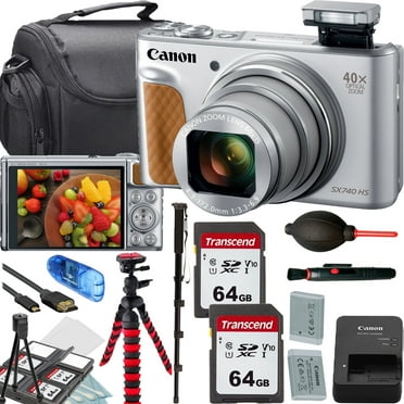 Canon PowerShot SX740 HS Digital Camera (Silver) Commander Camera Shoulder Camera Bag 12 inch Flexible Spider Tripod Accessory Bundle