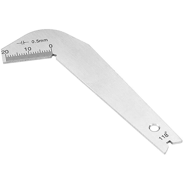 Inteprter Calibre de brocas de 118 grados, calibre de ángulo de taladro helicoidal, transportador de taladro de ángulo de molienda, herramientas de Artesanía Inteprter HA014514-00