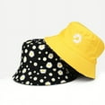 thumbnail image 5 of Double-Sided Daisy Bucket Hats Women's Embroidery Hip Hop Panama Bob Caps Folded Beach Sun Fisherman Hat for Ladies Mens, 5 of 6