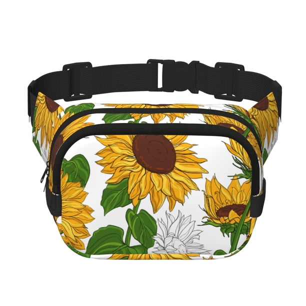 Balery Plump Sunflower And Sketch Mochila Cinturón para Mujeres y Hombres, Bolsa de Cintura Impermeable de Doble Capa con Correa