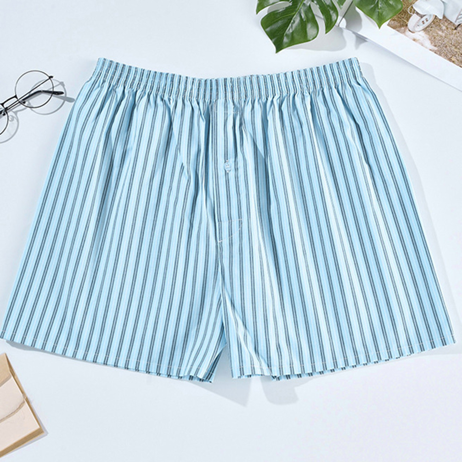 Cotton Loungewear Shorts for Men Summer Pajamas Pant Elastic Waisted ...