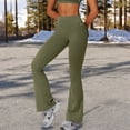 thumbnail image 4 of Women's High Waist Flared Leg Yoga Pants - Medium, Olive Green, 4 of 7