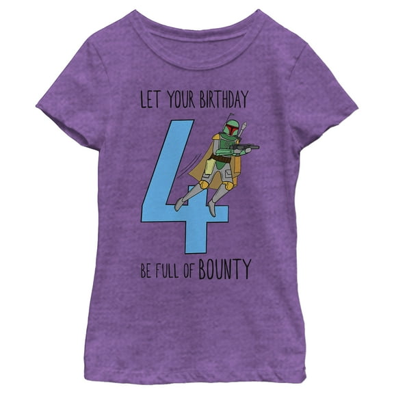 Girl's Star Wars Boba Fett 4th Birthday Full of Bounty  Graphic T-Shirt