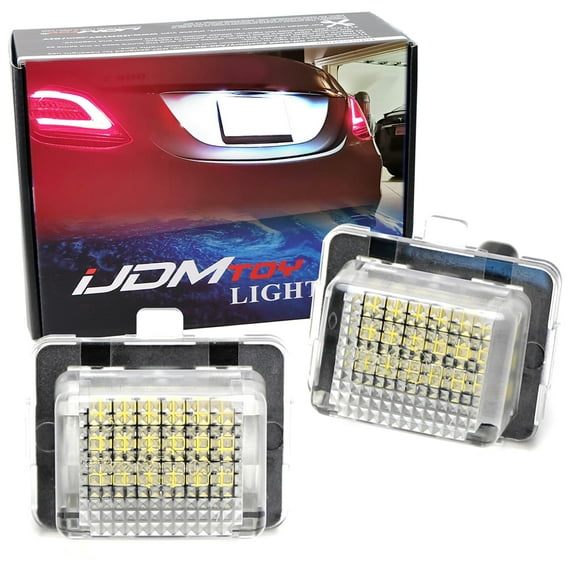 OEM-Fit 3W Full LED License Plate Light Kit For Mercedes-Benz C CLS CLA E S SL SLK Class, Powered by 18-SMD Xenon White LED & Can-bus Error Free