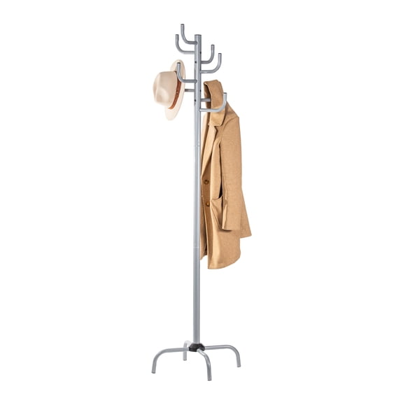 HAOG Home and Office Goods Coat Rack Modern Gray Freestanding with 8 Hooks 1-Count 72.44 in