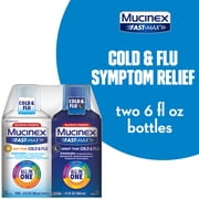Mucinex Fast-Max Day Time Cold & Flu and Night Time Cold & Flu Liquid Medicine, Maximum Strength All in One Multi Symptom Relief for Congestion, Sore Throat, Headache, Cough and Reduces Fever, 12fl oz