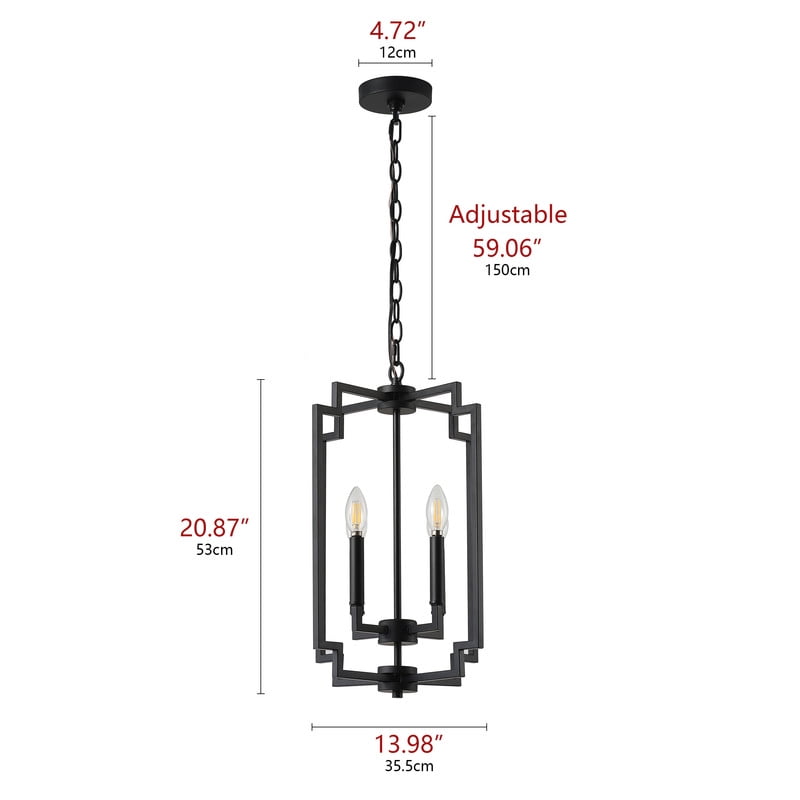 Matte Black Kitchen Island Pendant Lighting Industrial Hanging Light Fixture with Adjustable Chain for Dining Room - 13.9 IN