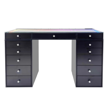 Impressions Vanity SlayStationRadiant  Plus 2.0 Vanity Table with RGB Light, Clear Glass TableTop