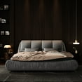 thumbnail image 2 of Grey King Bed With Solid Wood Frame And Soft Cushion, 2 of 7