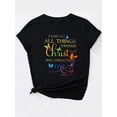 thumbnail image 3 of Women's Fashion Short Sleeve T-Shirt, With Colorful Gradient Butterfly & Inspirational Quote Print, Casual Round Neck Top, 3 of 6