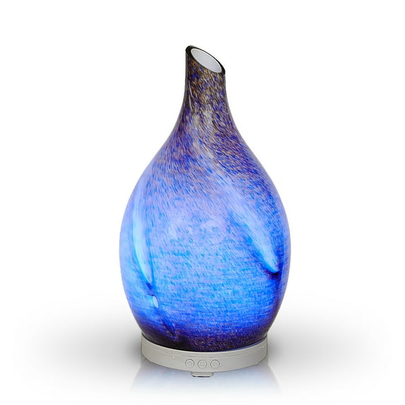 Aromar 100 mL Rotating Glass Amphora Design Ultrasonic Aroma Oil Diffuser (Abstract Blue)