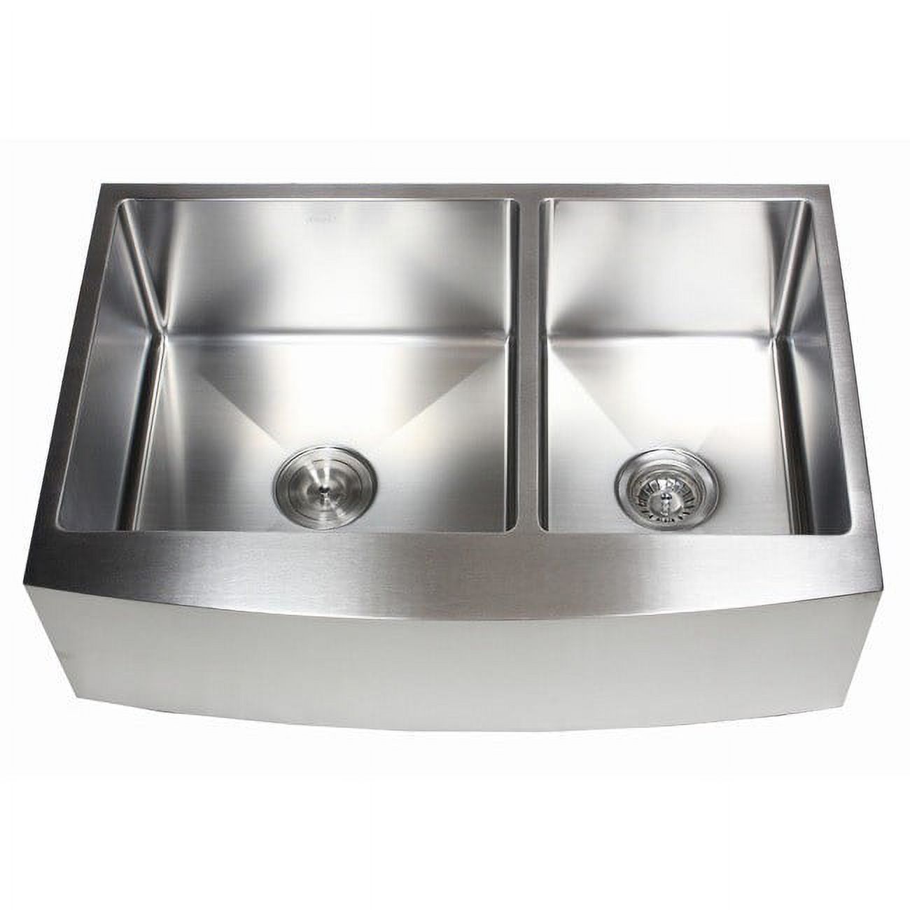 Contempo Living Inc 36-inch 15mm Curved Front Farm Apron 60/40 Double Bowl Kitchen Sink - image 2 of 5
