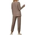thumbnail image 3 of Innerwin Loungwear Elastic Waist Ladies Nightwear Sleep Drawstring With Pockets Sleepwear Coffee 2XL, 3 of 6