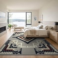 thumbnail image 3 of ODIKA Grey Boho Geometric Southwestern Interlocking Bands Stepped Gripper Low Profile Flatwoven for Great Room, Indoor Open Concept, Large Living, 3 of 7