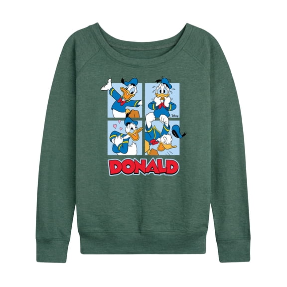 Mickey & Friends - Donald Duck Grid - Women's Lightweight French Terry Long Sleeve Shirt