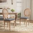 thumbnail image 3 of DONICK French Upholstered Dining Chairs,Farmhouse Round Back Tufted Solid Wood For Kitchen,Restaurant(Rattan,Gray,Set of 4), 3 of 10