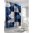 thumbnail image 3 of Abstract Art Shower Curtain Set ，Waterproof Fabric Shower Curtains Modernism Blue Gary Linear Color Block Shower Curtains for Bathroom,Bathroom Decor 72"x84", 3 of 6
