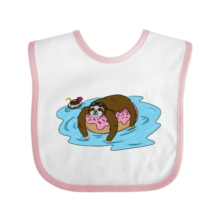 

Inktastic Relaxing Sloth on a Donut Float Gift Baby Boy or Baby Girl Bib