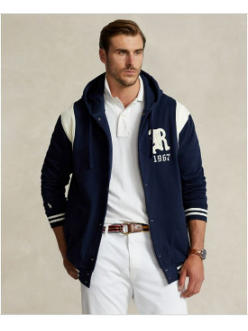 Polo Ralph Lauren Men's Navy/Cream Big & Tall Fleece Hooded Jacket