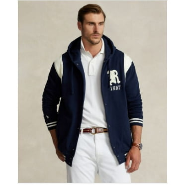 Polo Ralph Lauren Men's Navy/Cream Big & Tall Fleece Hooded Jacket , US 3LT