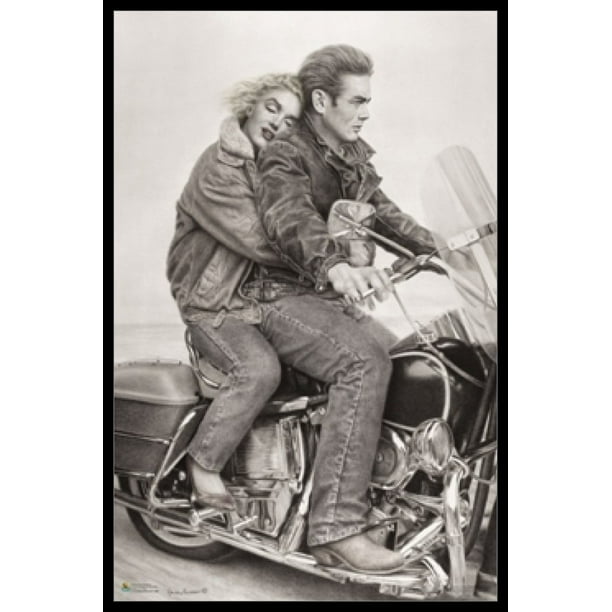 James Dean Marilyn Monroe Motorcycle Art Poster Poster Print Walmart Com Walmart Com