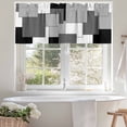 thumbnail image 4 of Abstract Art Valances for Windows, 60 x 18in, White Black Gray Splice Rod Pocket Kitchen Valance Curtain Light Filtering Window Treatments for Living Room Bedroom, 1 Panel, 4 of 7