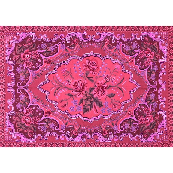 Ahgly Company Indoor Rectangle Medallion Pink French Area Rugs, 5' x 7'