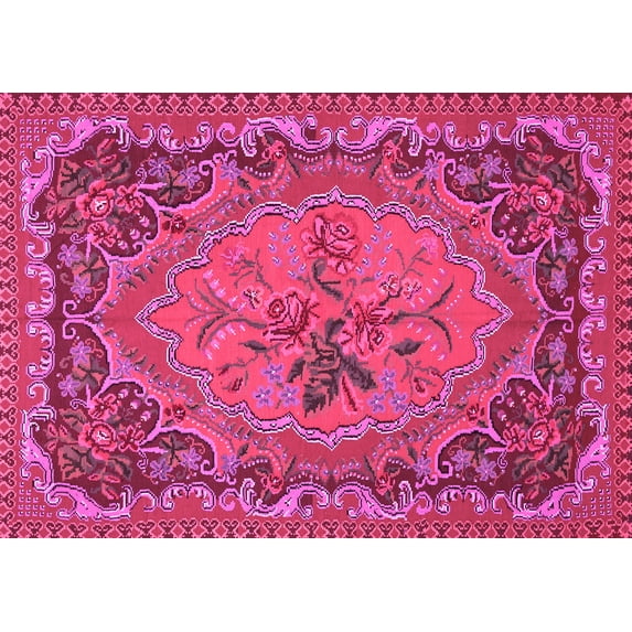 Ahgly Company Indoor Rectangle Medallion Pink French Area Rugs, 7' x 9'