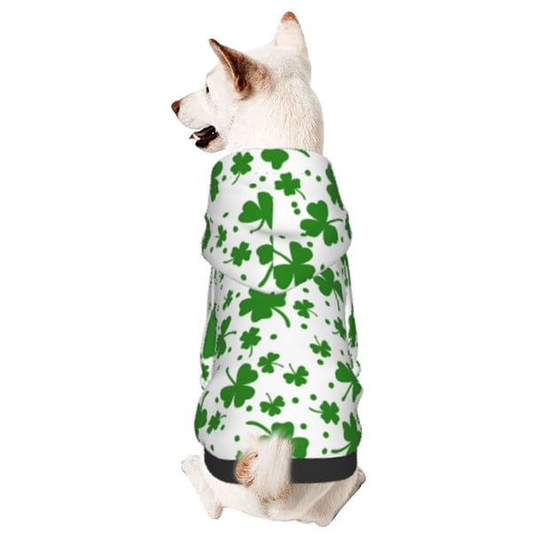 Fotbe St Patrick's Day4 Sudadera con Estampado para Perros Pequeños – Suéter con Capucha para Mascotas, Tela Suave de Forro Polar con Bolsillo-Medium