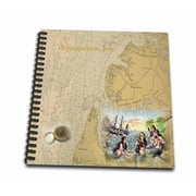 3dRose Print of Vintage Chesapeake Bay With Mermaids - Mini Notepad, 4 by 4-inch