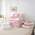 thumbnail image 6 of jejeloiu Cartoon Western Architecture 7pcs Bedding Comforter Set,Pink Telephone Booth Queen Bedding Sets,Big Ben Queen Sheet Sets For Girls Teens,Breathable Home Decor Reversible, 6 of 8