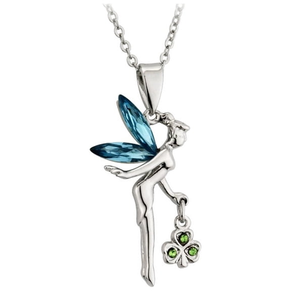 Rhodium Plated Stone Set Angel Pendant